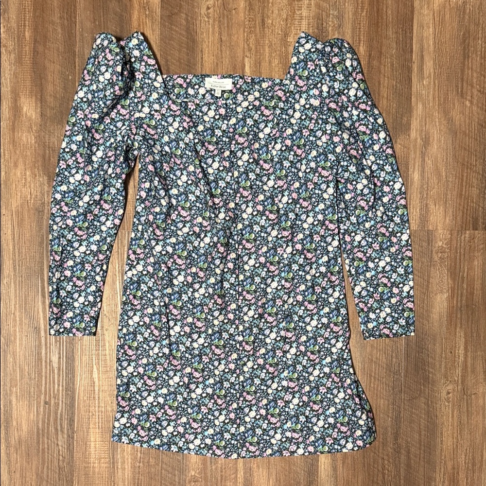 & Other Stories Bold Floral Puff Sleeve Mini Dress